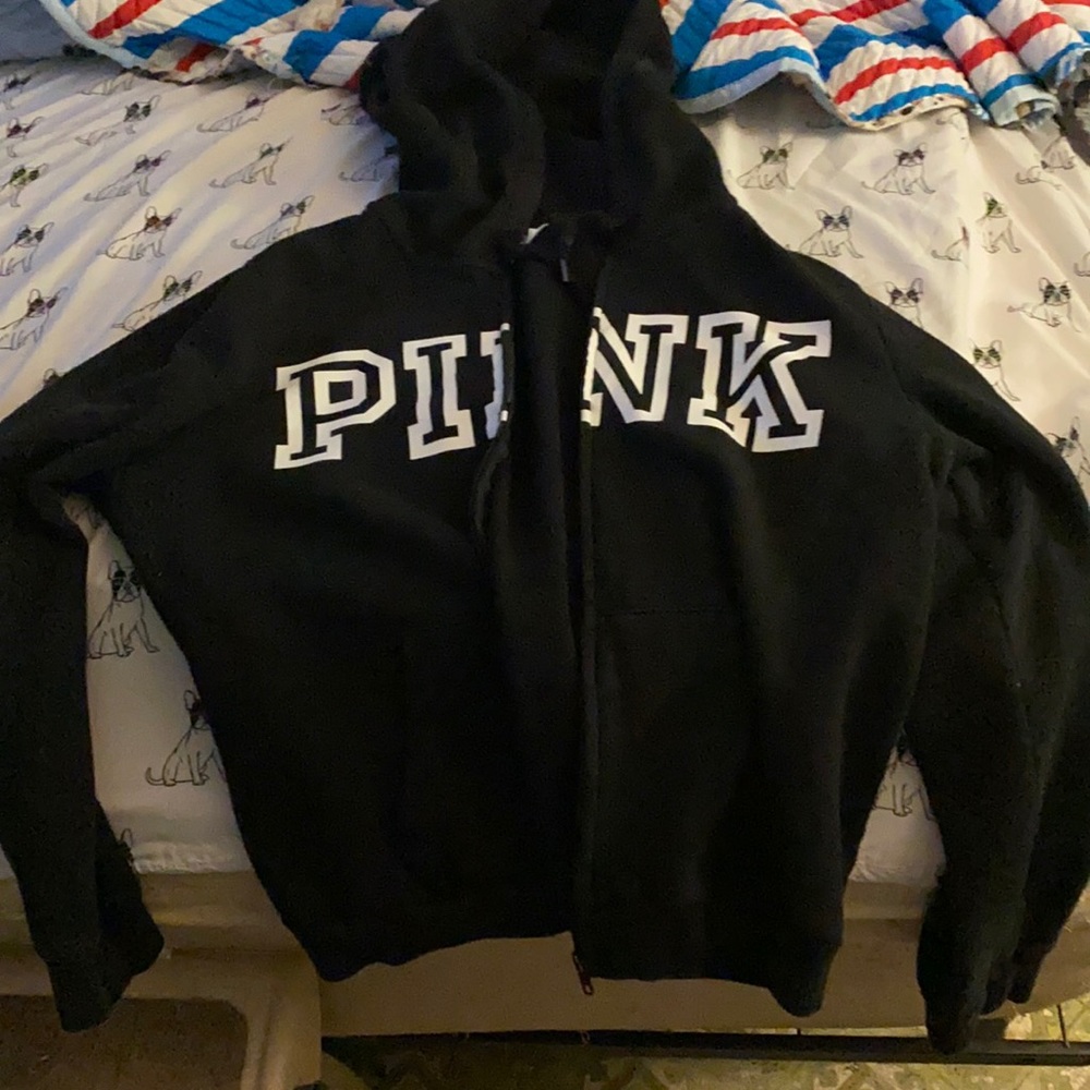 Black hoodie Pink in good shape no holes no rips or balls use gently
